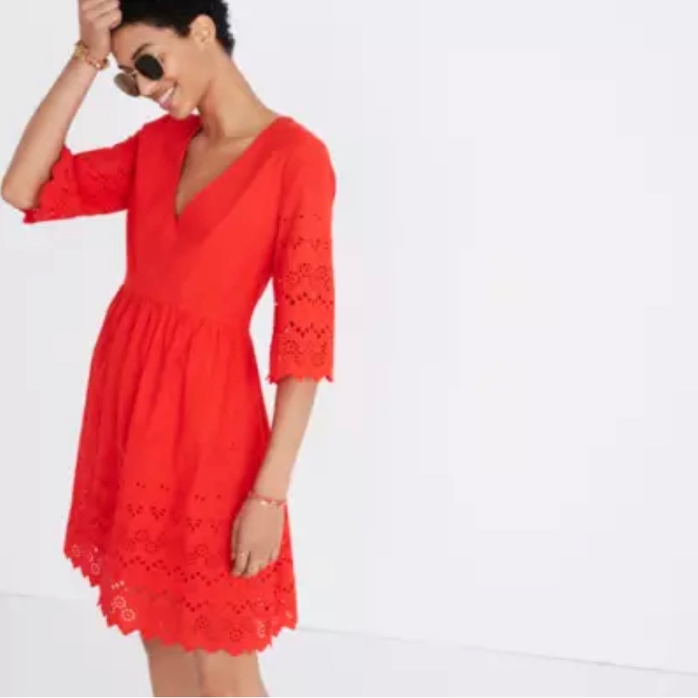 Madewell Eyelet Lattice Dress size 4